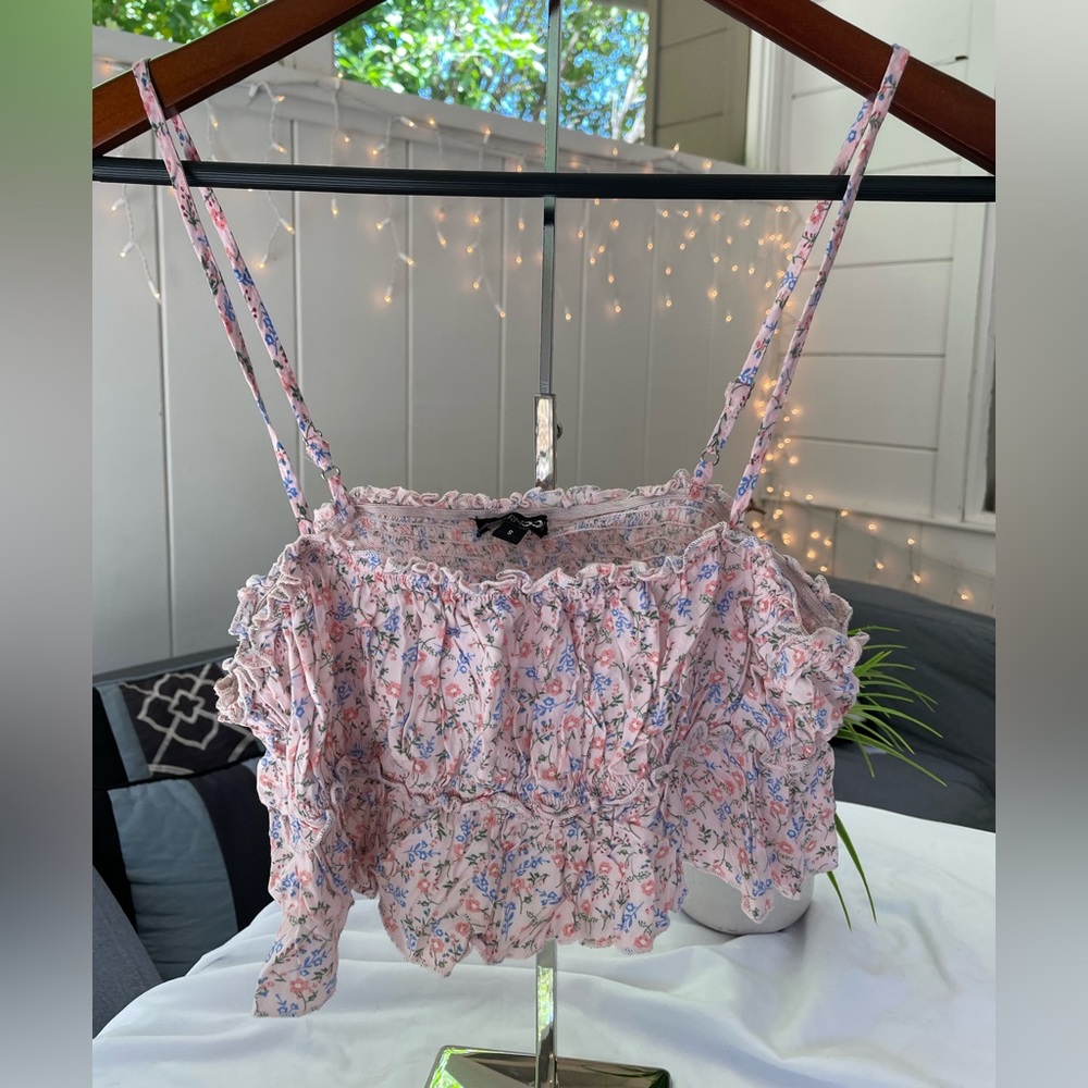 PAPERMOON Cute Pink Crop Top Adjustable Straps Size Small